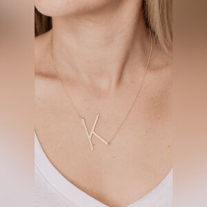 Gold Tone Initial Necklace “K”